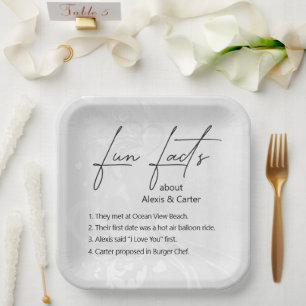 Wedding Fun Facts On Hearts  Paper Plate