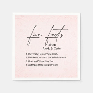 Wedding Fun Facts On Pink Embossed Flowers Napkin
