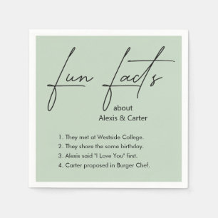 Wedding Fun Facts On Sage Green Napkin