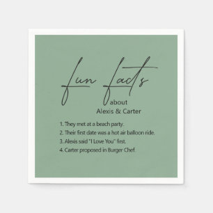 Wedding Fun Facts On Sage Green Napkin