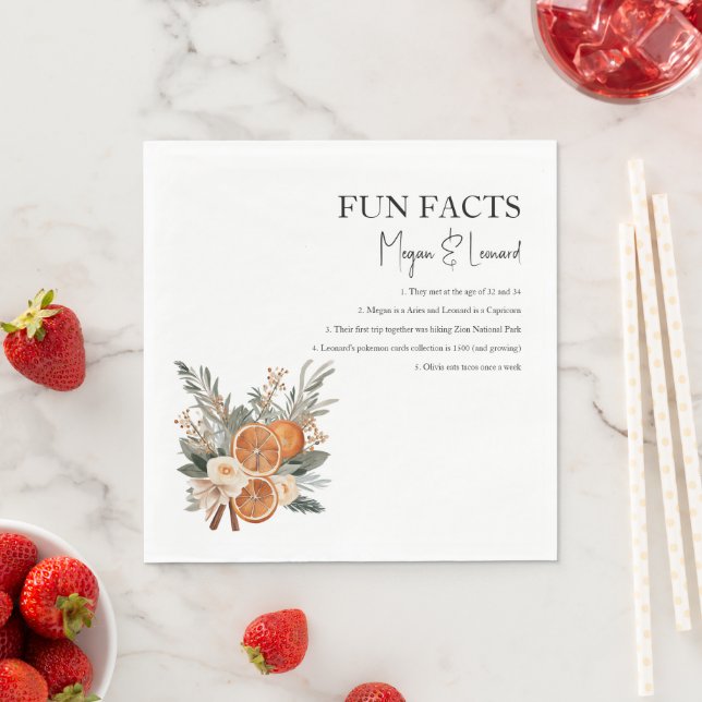 Wedding Fun facts winter fall greenery Napkin (Insitu)