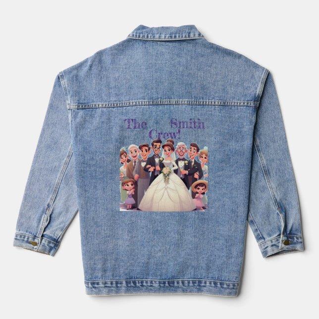 Wedding fun family  denim jacket (Back)