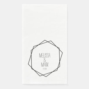 Wedding Geometric Frames Black White Napkin