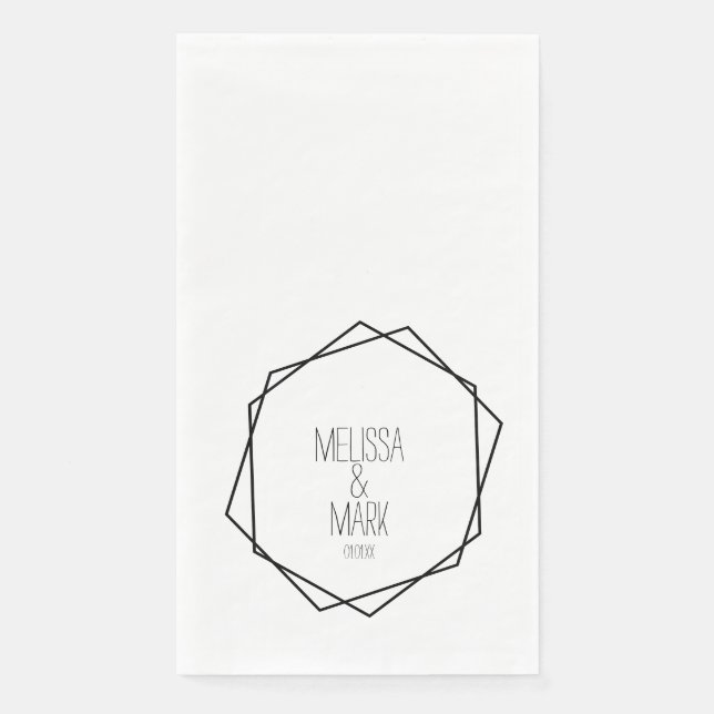 Wedding Geometric Frames Black White Napkin (Front)