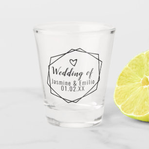 Wedding  Geometrical Logo Couples Name Shot Glass