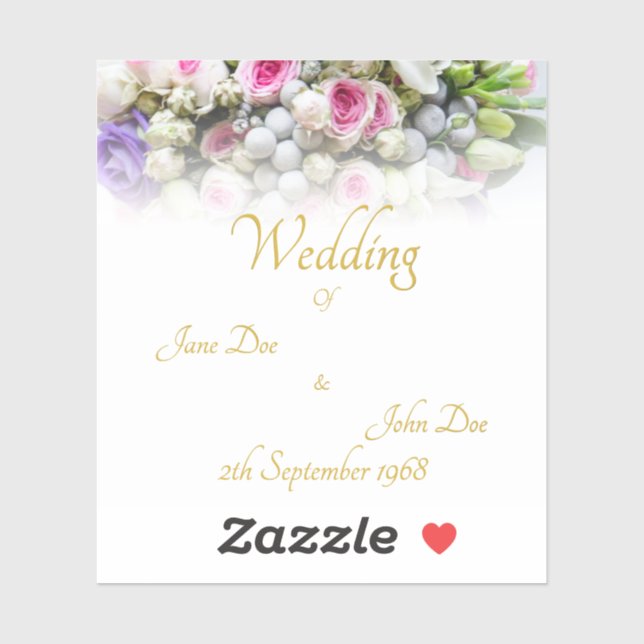 Wedding Gift - Bride with colourful wedding bouque (Sheet)