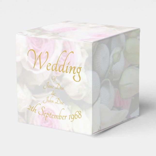 Wedding Gift - Bride with colourful wedding bouque Favour Box (Front Side)