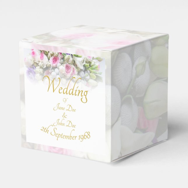 Wedding Gift - Bride with colourful wedding bouque Favour Box (Front Side)