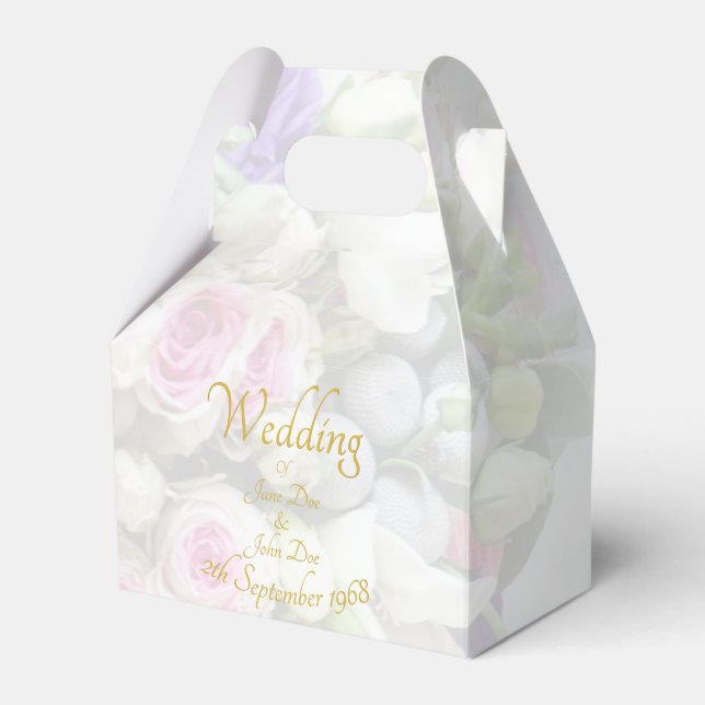 Wedding Gift - Bride with colourful wedding bouque Favour Box (Front Side)