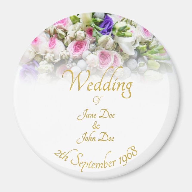 Wedding Gift - Bride with colourful wedding bouque Magnet (Front)