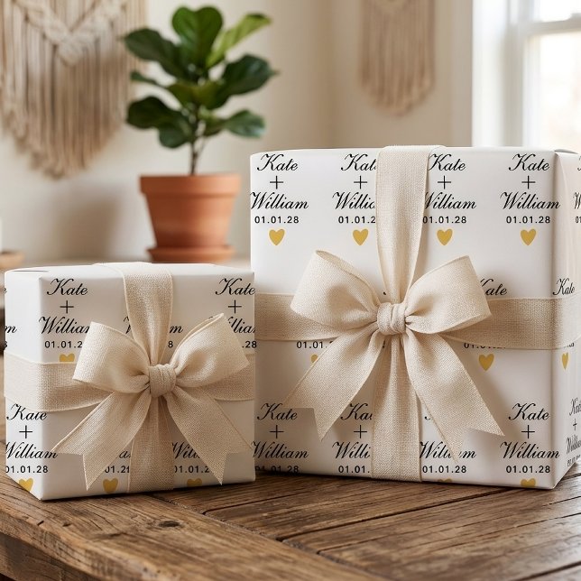 Wedding Gift | Custom Elegant Script Bridal Shower Wrapping Paper (Custom Wedding Names Pattern wrapping paper Gift for Wedding Guest)