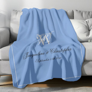 Wedding Gift Elegant Monogram Newlywed Keepsake Fleece Blanket