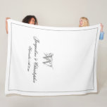 Wedding Gift Elegant Newlywed Keepsake Monogram  Fleece Blanket<br><div class="desc">Wedding Gift Elegant Newlywed Keepsake Monogram Fleece Blanket. Personalised white and faux silver-grey monogrammed Fleece Blanket. Classic script for the initial, the names of the bride and groom, and the wedding date on a simple elegant minimalist white background. Perfect wedding gift, or gift for newly weds, a cherished reminder of...</div>