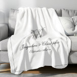 Wedding Gift Elegant Newlywed Keepsake Monogram  Fleece Blanket<br><div class="desc">Wedding Gift Elegant Newlywed Keepsake Monogram Fleece Blanket. Personalised white and faux silver-grey monogrammed Fleece Blanket. Classic script for the initial, the names of the bride and groom, and the wedding date on a simple elegant minimalist white background. Perfect wedding gift, or gift for newly weds, a cherished reminder of...</div>