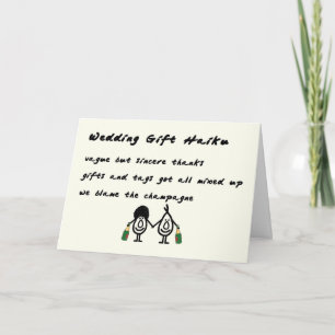 Wedding Gift Haiku - a funny thank you poem