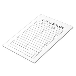Wedding Gift List Notepad