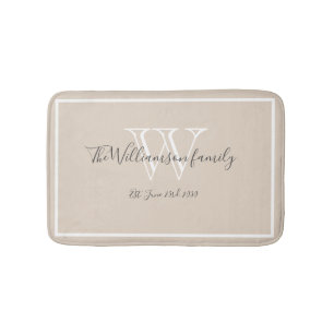 Wedding Gift Modern Family Monogram Script Stylish Bath Mat
