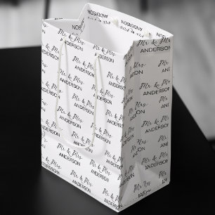 Wedding gift Mr and Mrs personalized name Medium Gift Bag