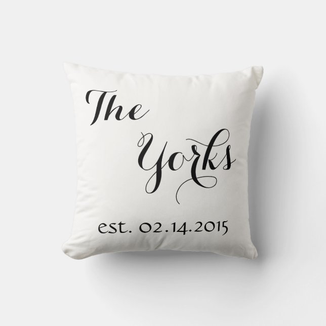 Wedding Gift Pillow - Last Name - Established Date (Front)
