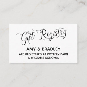 Wedding Gift Registry Cards w/ Elegant Script