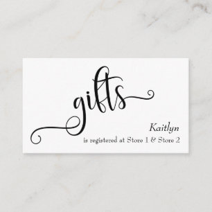 Wedding Gift Registry Cards w/ Elegant Typography