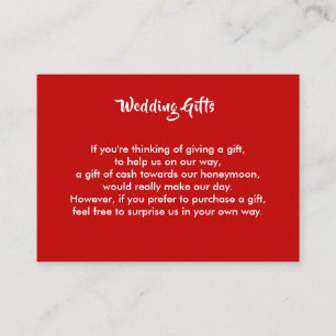 Wedding Gift Request Honeymoon Money Personalised Enclosure Card