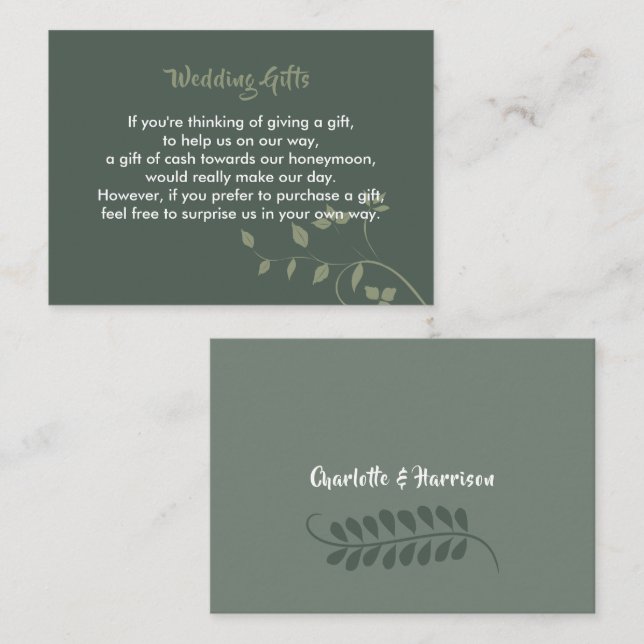 Wedding Gift Request Honeymoon Money Personalised Enclosure Card (Front/Back)