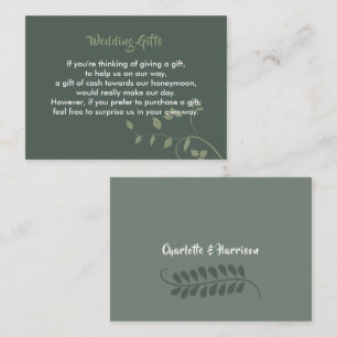 Wedding Gift Request Honeymoon Money Personalised Enclosure Card