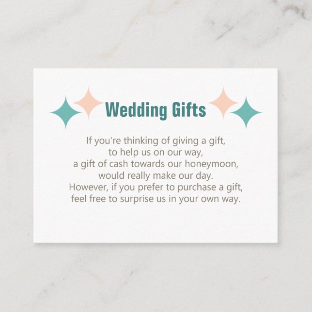 Wedding Gift Request Honeymoon Money Personalised  Enclosure Card (Front)