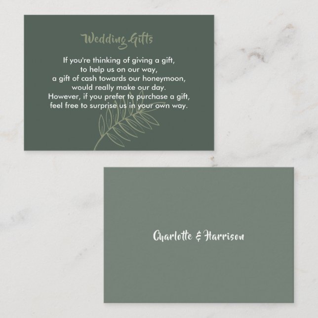 Wedding Gift Request Honeymoon Money Personalised Enclosure Card (Front/Back)