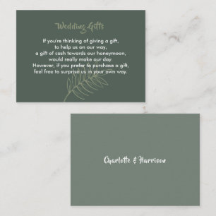 Wedding Gift Request Honeymoon Money Personalised Enclosure Card
