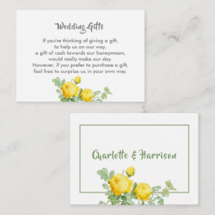 Wedding Gift Request Honeymoon Money Personalised  Enclosure Card