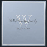 Wedding Gift Stylish Monogram Script Rustic Chic Napkin<br><div class="desc">Wedding Gift Stylish Monogram And Personalised Family Name Script Rustic Chic Cloth Napkin. Personalised white, grey monogram design with newlywed bride and groom's last name and date established on a soft pale dusty blue background. A unique gift for newlyweds. Lovely for their new life together. Also makes a beautiful housewarming...</div>