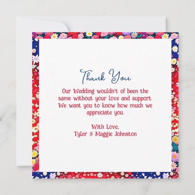 Wedding Gift Thank You Notes Invitation (Back)