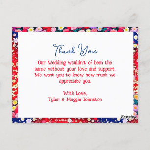Wedding Gift Thank You Notes Postcard