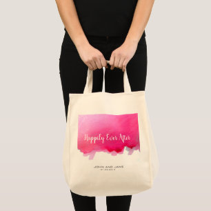 Wedding gift tote happily ever after pink art bag
