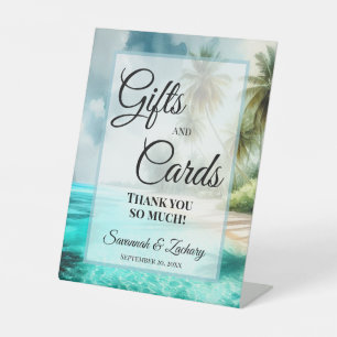 Wedding Gifts & Cards Thank You Tropical Beach Pedestal Sign