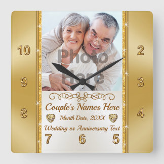 Wedding Gifts for 2nd Marriage or Anniversary Gift Square Wall Clock