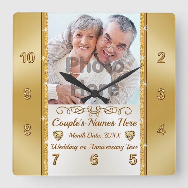 Wedding Gifts for 2nd Marriage or Anniversary Gift Square Wall Clock (Front)