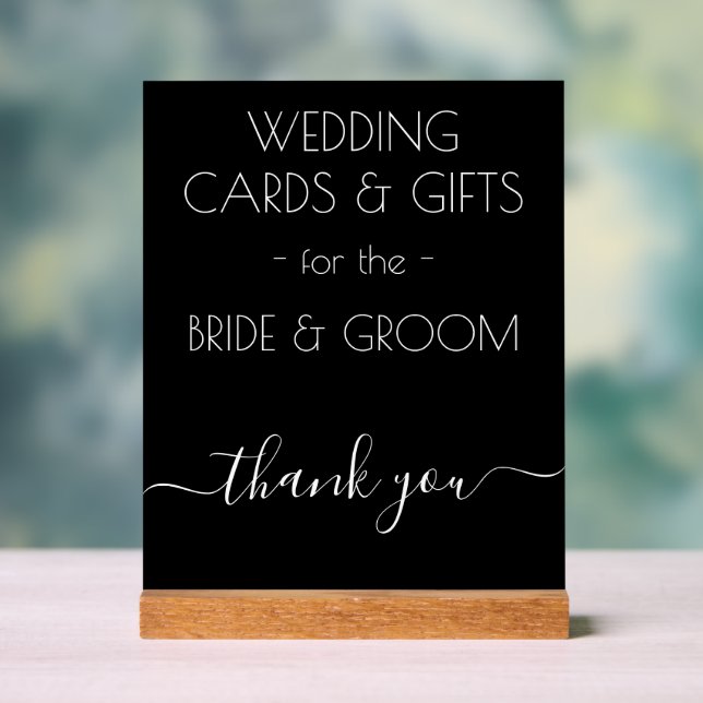 Wedding Gifts Formal Black White Typography  Acrylic Sign (Neutral)