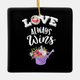 Wedding Gifts Love Always Win Ceramic Ornament