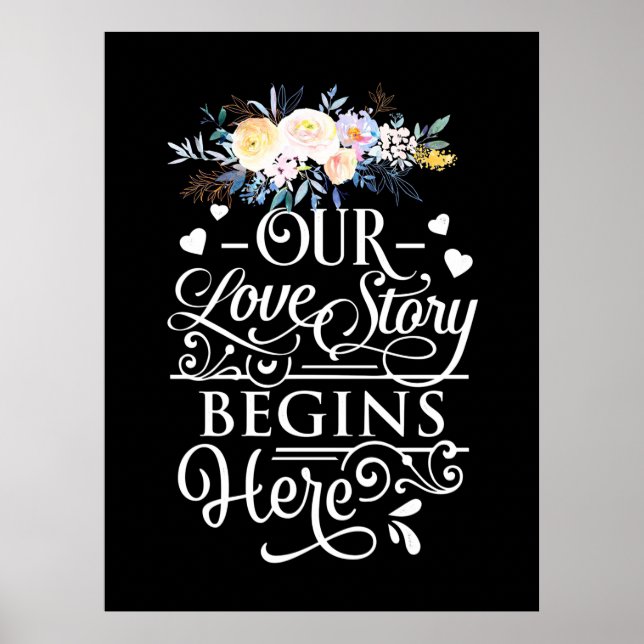 Wedding Gifts | Our Love Story Begins Here Poster (Front)