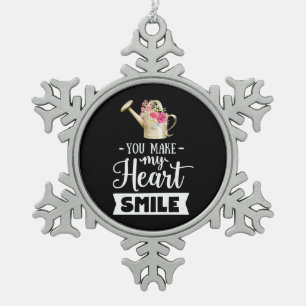 Wedding Gifts   You Make My Heart Smile Snowflake Pewter Christmas Ornament