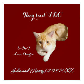 Wedding Ginger Cat Photo Text Customise Poster