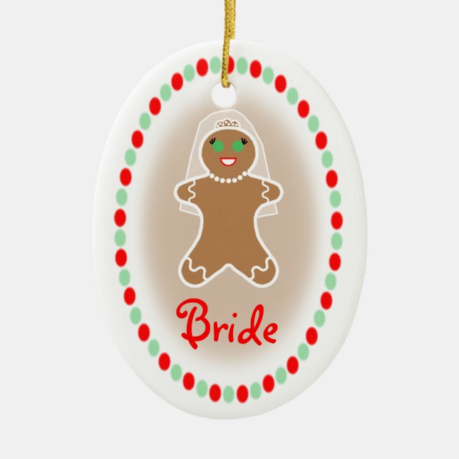 Wedding  - Gingerbread Bride Ceramic Tree Decoration (Front)