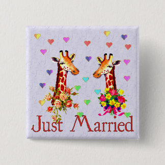 Wedding Giraffes 15 Cm Square Badge