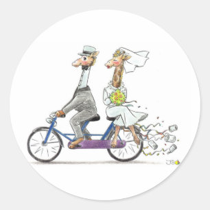 Wedding giraffes classic round sticker