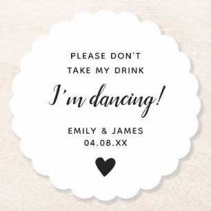 Wedding Glass Topper Script Love Heart Scallop Paper Coaster