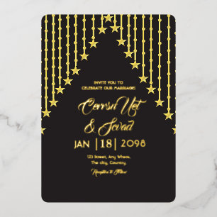 Wedding Gold And Black Invitation Gold Foil