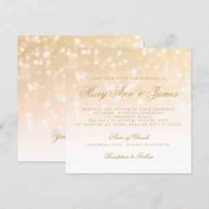 Wedding Gold Bokeh Sparkle Lights Invitation